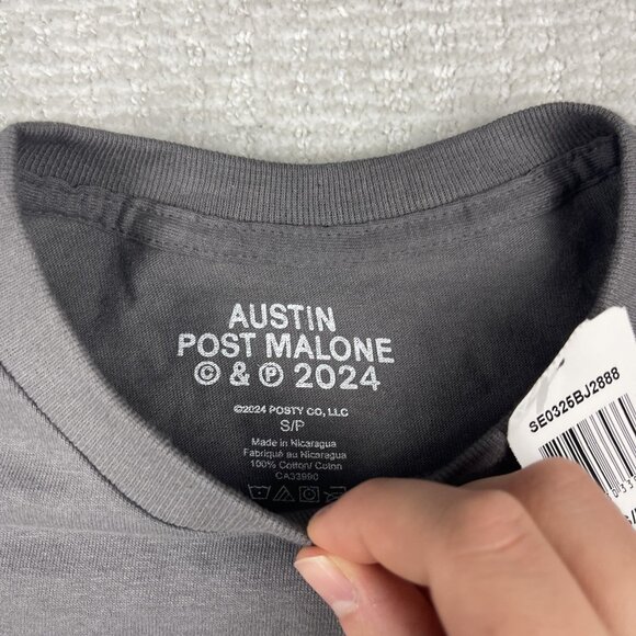 Post Malone Hold my Breath Grey Unisex S T-Shirt 2024 Austin Merch Distress NWT* - Picture 8 of 16